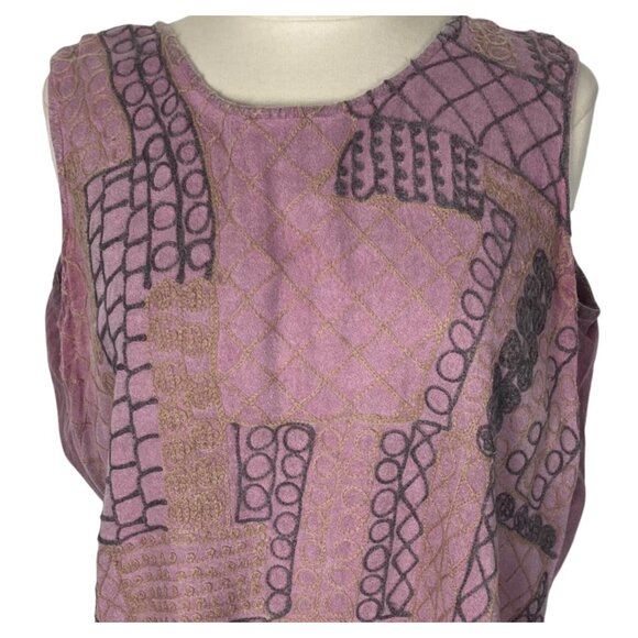 Parsley & Sage Patchwork Embroidered Cardigan Jacket Tank Set 1X Pink Lagenlook - Picture 9 of 12